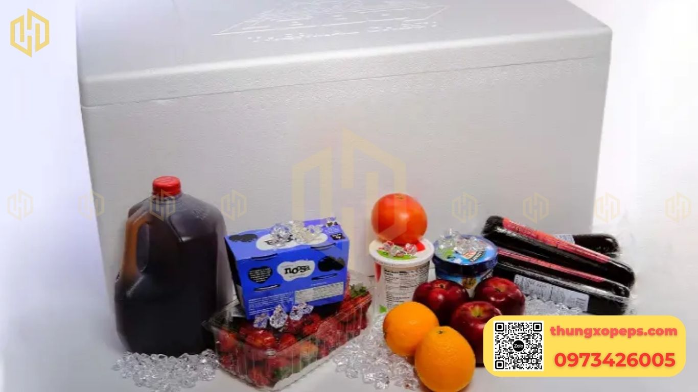 Thùng mút xốp giữ lạnh được bao lâu? Tham khảo thời gian giữ lạnh với đá viên, đá gel, cách xếp đá và lưu ý an toàn thực phẩm từ nhà sản xuất